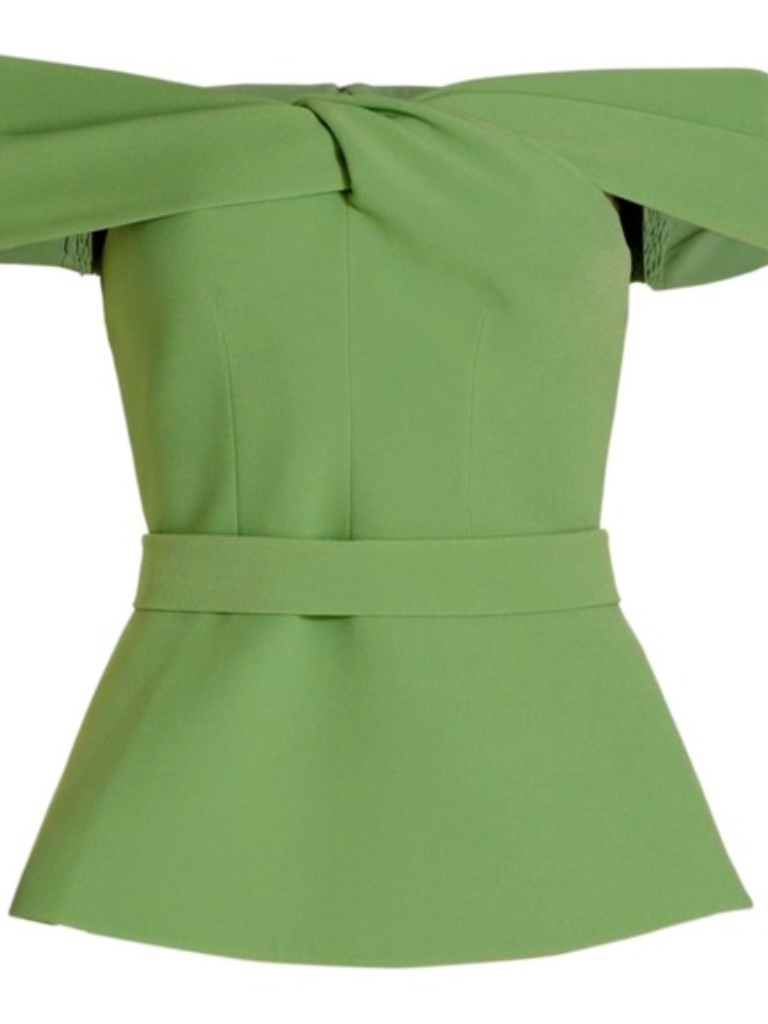 Safiyaa Mabel-Off-The-Shoulder Apple Green Peplum Top. New With Tags — image 6 of 8